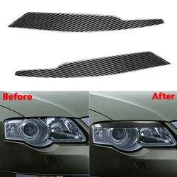 2Pcs Carbon Fiber Car Headlight Eyelid Eyebrow Cover Trim Sticker For VW Passat B6 3C 2005 2006 2007 2008 2009 2010