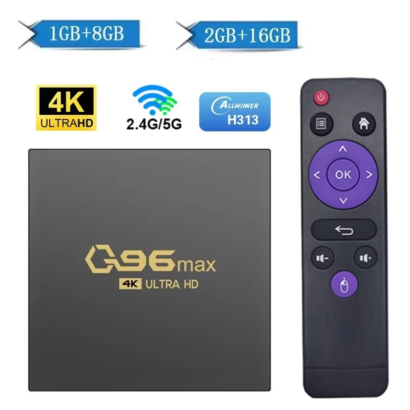 Image of Q96 MAX TV-Box Android 15 Allwinner H313 Set-Top-Box Media Player H.265 8GB 128GB WLAN 4G 5G HD 4K Heimkino IPTV TV-Box
