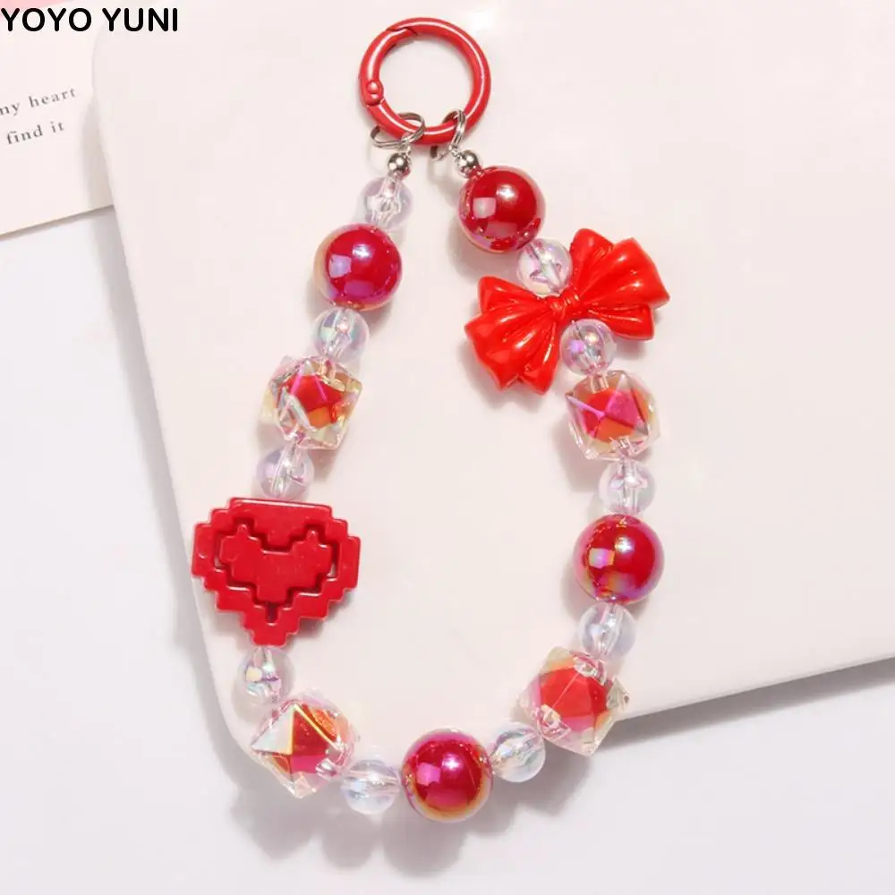 مكافحة خسر القوس أحزمة هاتف المحمول الاكريليك الحبل مطرز شريط للرسغ سوار الكورية نمط حقيبة سلسلة مفاتيح حقيبة الملحقات