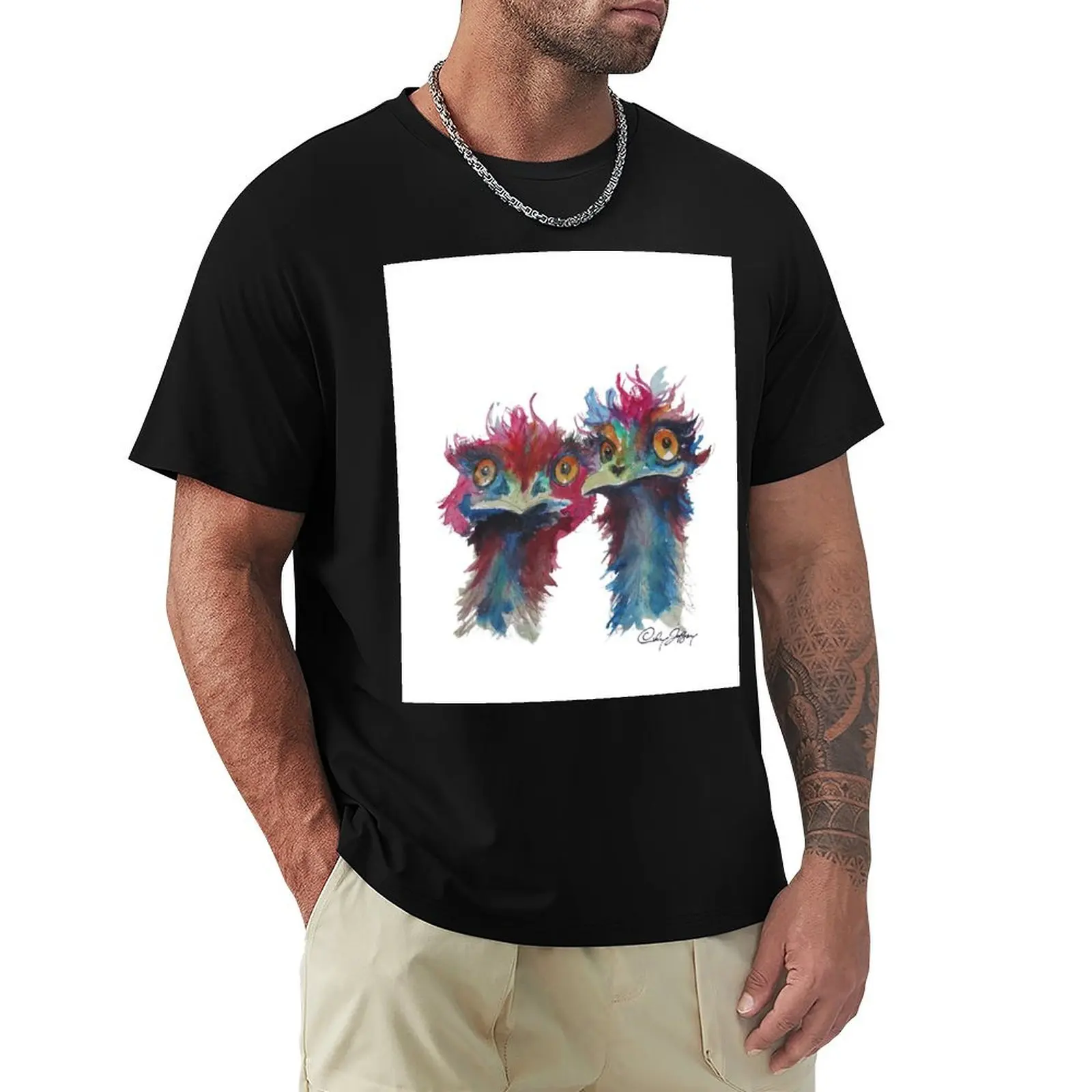 

Harriet & Gertrude' Australian Emus T-Shirt Functional Casual Short Sleeve Tee