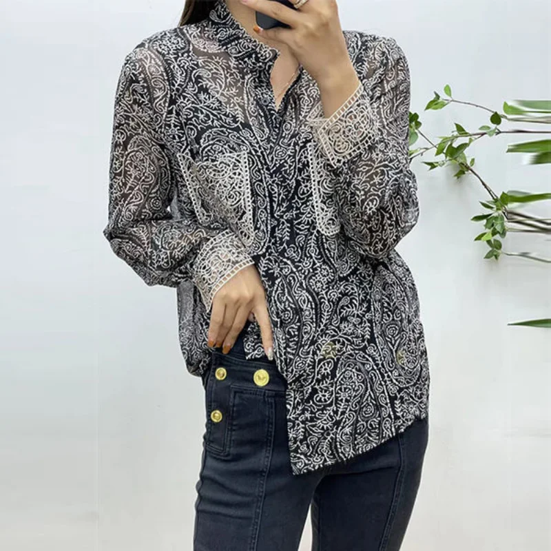 女性用長袖シャツ,ルーズブラウス,カジュアル,韓国ファッション,春,夏,ニュー,2023