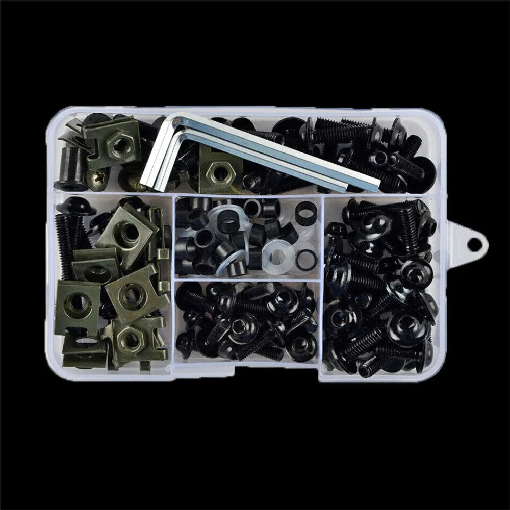 177Pcs Bolts and Nuts for Motorcycle Motorcycle Windshield Screws Kit Modification Accessories Stylish Black Fairing Screws Set