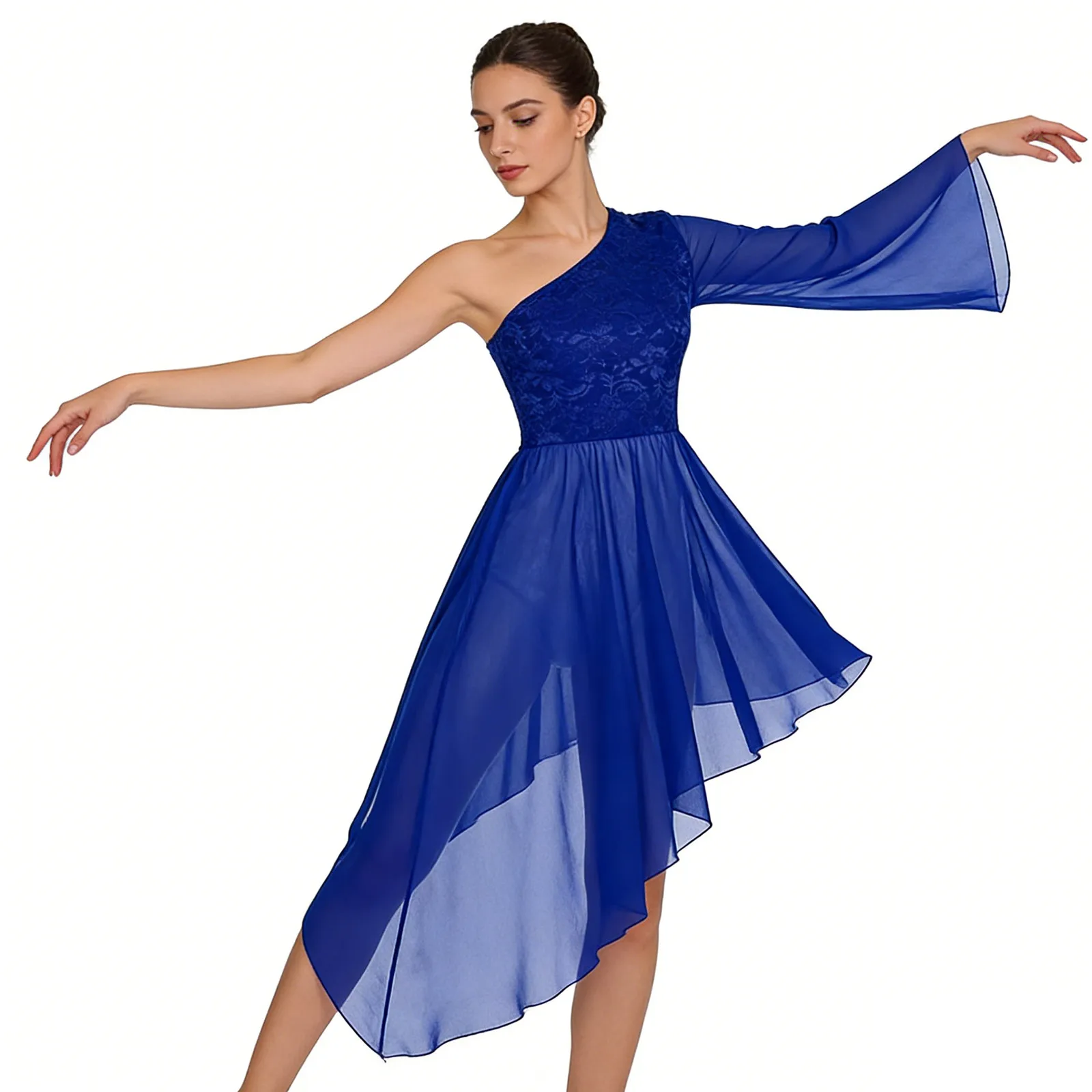 Womens Liturgical Praise Ballet Dance Tunic Overlay Dresses Floral Lace Lyrical Dance Overlay Church Worship Dance Costume