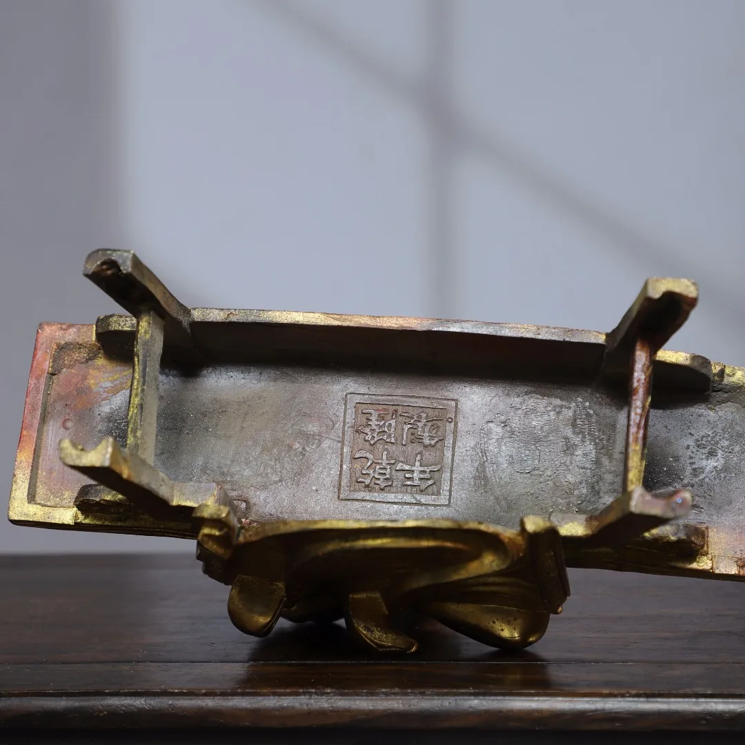 

9Old Bronze Gilded Painted Face Northern Wei Buddha Amitabha Bench Buddha Worship Hall Town house