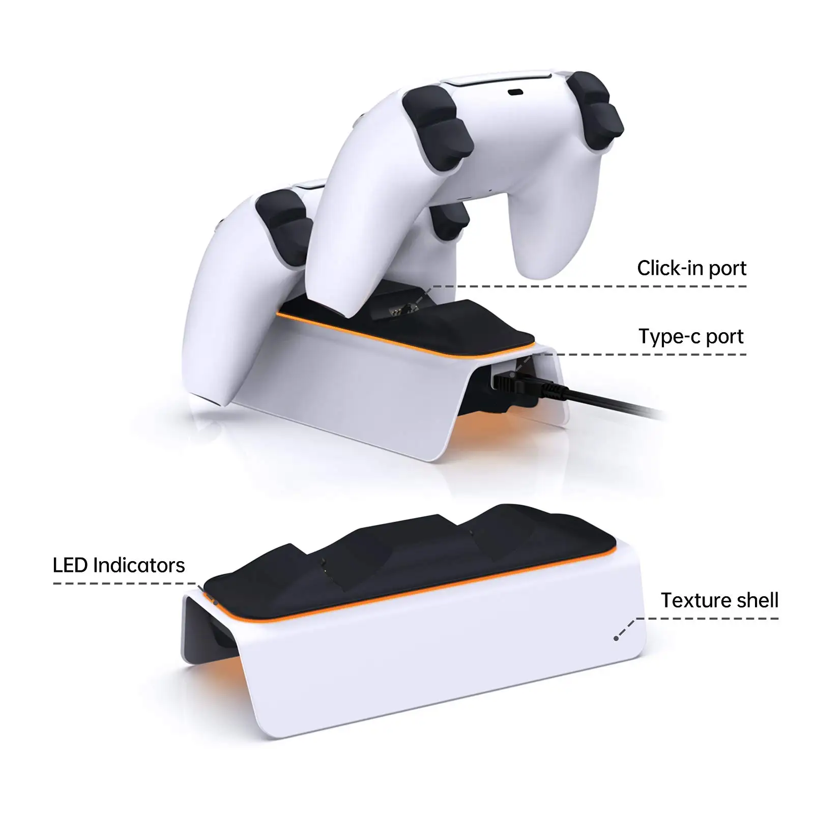 for PS5 Controller Charger Fast Charging AC Adapter Dualsense Anti-Slip Fast Charging Station Dock for Dual PS5 Controller