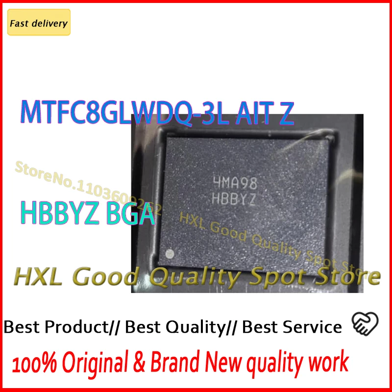1PCS MTFC8GLWDQ-3L AIT Z silkscreen HBBYZ BGA100