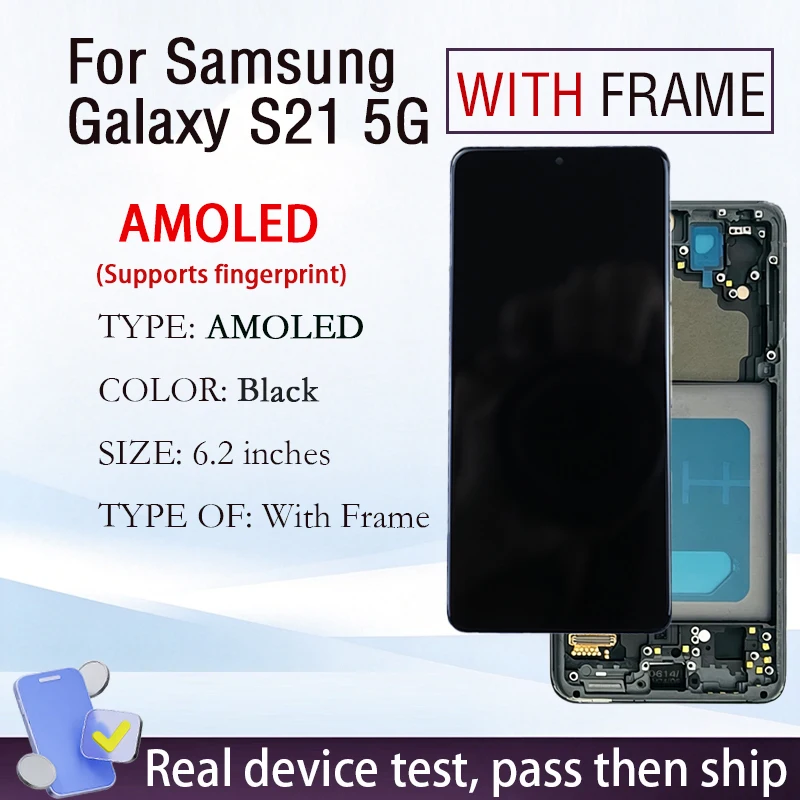 S21 5G Display Touchscreen Voor Samsung Galaxy G991B AMOLED Digitizer Met Frame Fingerphone Full Screen Reparatie Vervangende Onderdelen