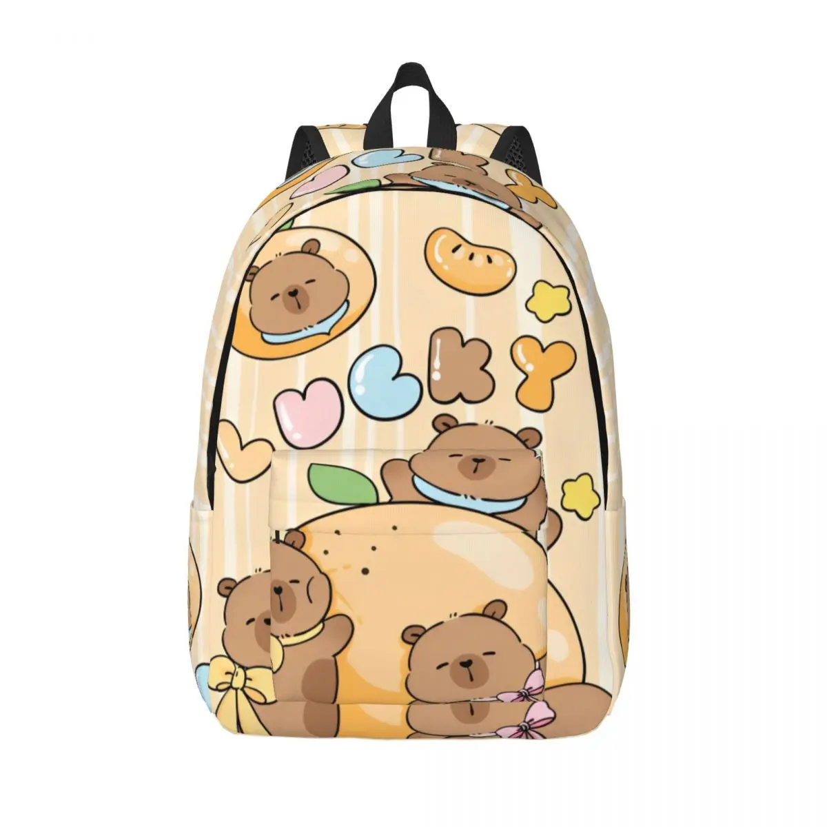 

Cute Capybara Lucky Teenage Backpack with Pocket Student Business Daypack for Men Women Laptop Computer Canvas Bags