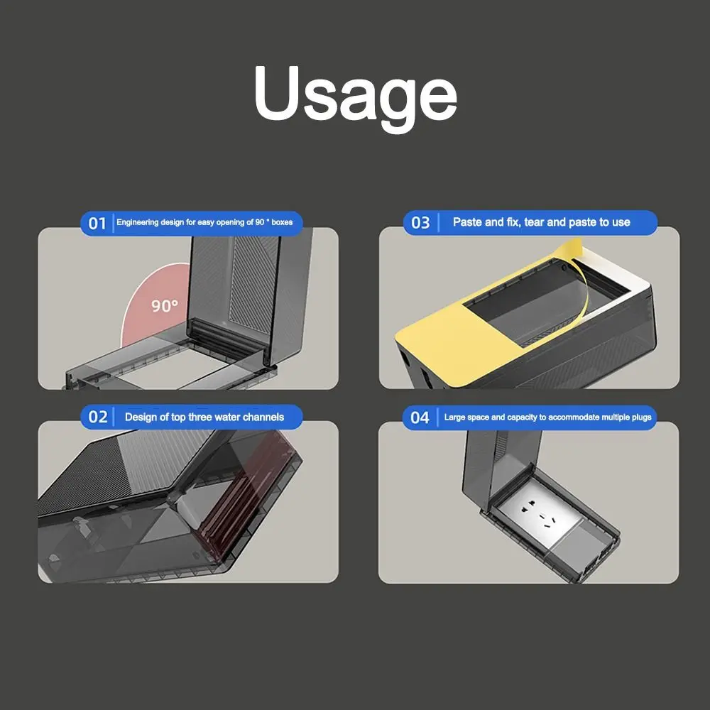 ฝาครอบป้องกันสวิตช์ชนิด 86 ฝาครอบปลั๊กไฟฟ้าโปร่งใสกันน้ำ กล่องเก็บน้ำแบบมีกาวในตัว