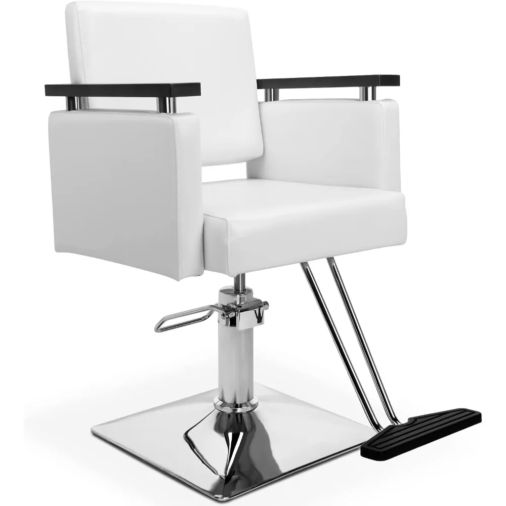 

Barber Chair Heavy Duty Hair Salon Chair for Hair Stylist White, Professional Hairdressing Styling Chair, Barbershop