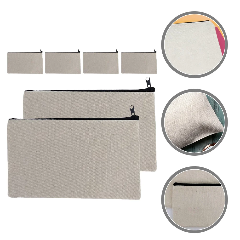 6 قطعة حقيبة أقلام رصاص من القماش الكتابة على الجدران سعة كبيرة بسحاب الحقيبة المحمولة متعددة الوظائف القلم حقيبة للتخزين لمكتب المدرسة