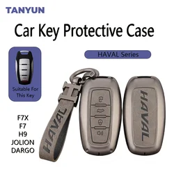 Protective Alloy and Leather Key Case Cover for Great Wall Haval Jolion H6 H7 H9 F5 F7 F7X F7H Dargo Shell Fob Accessories