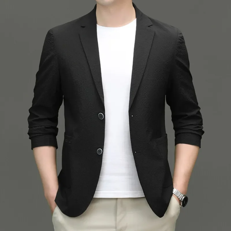 LIBIELIY New Men's Business, Casual, Fashionable, Cool And Versatile Spring And Summer Thin Ice Silk Suit Jacket