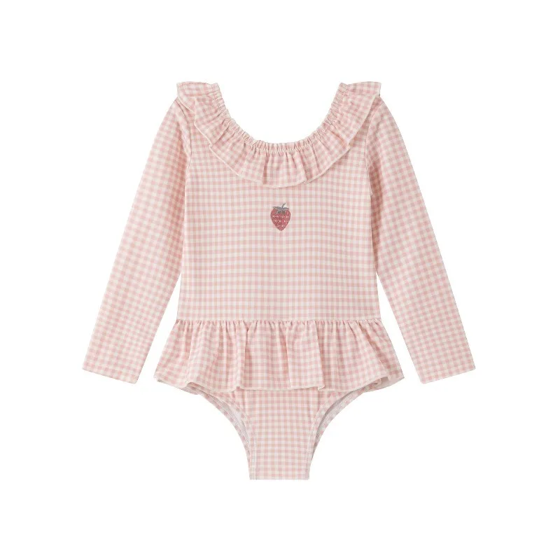 Toddler Baby Girls Long Sleeve Rash Guard Swimsuit UPF 50+ Sun Protection Summer Beach Bathing Suit Girl Swimwear