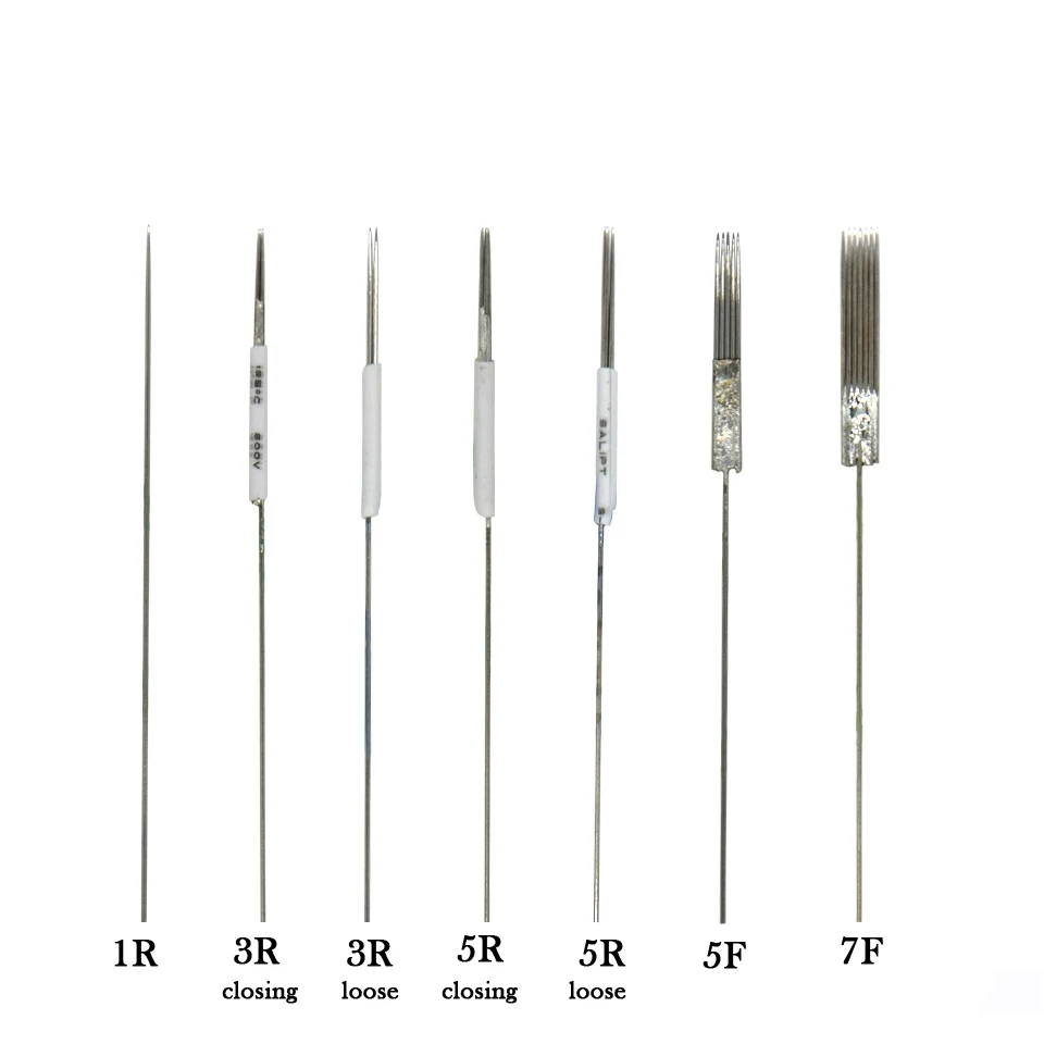 

Стерилизованные иглы для тату-машинки 1-5RL 5-7F, одноразовые иглы для перманентного макияжа Подводка для глаз, бровей, губ, поставщик красоты, 100 шт.