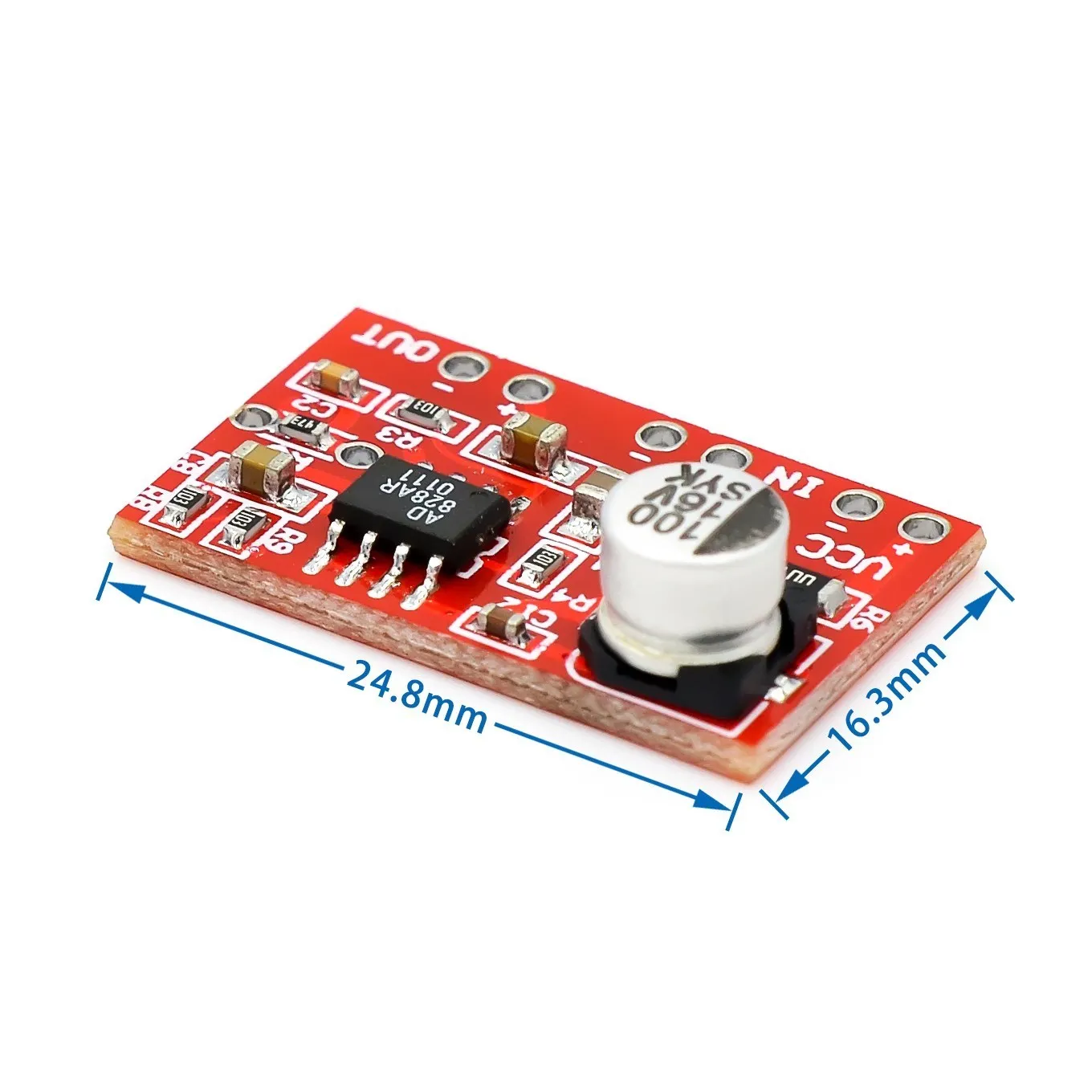 DC 3.8V-15V AD828 Stereo Dynamic Microphone Preamplifier Board MIC Preamp Module Amplifier Board