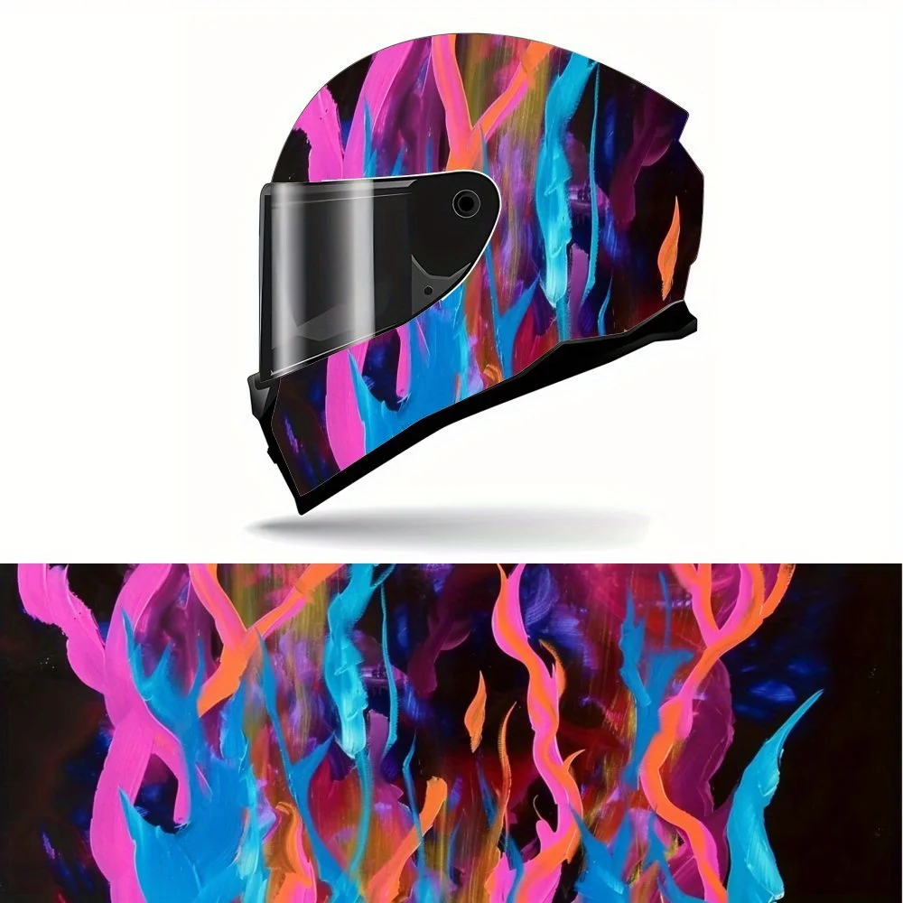 

Color Line Flame Helmet Painting Sticker - Waterproof, Scratch Resistant PVC Patch for Motorcycle Racing Helmet, Artistic Aesthe