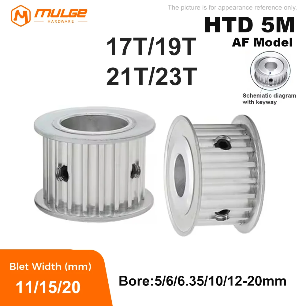 

Timing Pulley HTD 5M-17T/19T/21T/23Teeth AF Type Bore 5mm-20mm Belt Width 10/15/20mm HTD 5M belt pulley