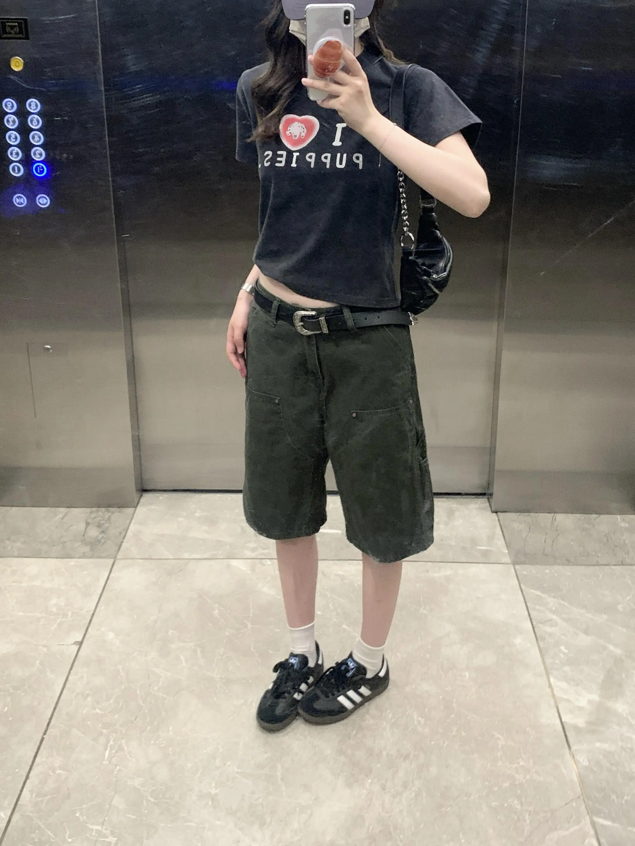 Sweet Cool Spicy Girl American Workwear Style Five-Point Denim Shorts Women Summer Design Loose Slim Wide Leg Mid-Pants Trendy