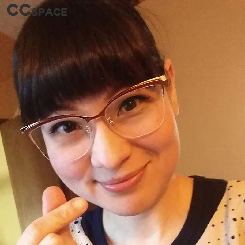48282 Half Frame Cat Eye Anti Blue Light Optical Glasses Frames Women Fashion Computer Eyeglasses