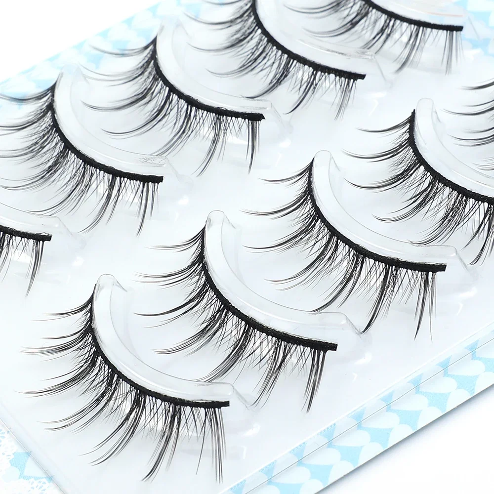 Faux-Cils Naturels Longs à Base d'Hermine, Extension de Cils Professionnels, Doux, Maquillage pour Femme, 5 Paires