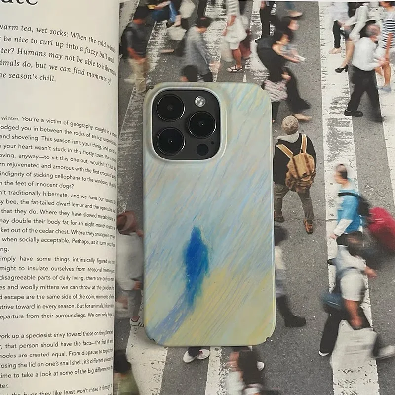 النفط اللوحة الأصفر الأزرق الظل الفن جراب هاتف آيفون 16 15 14 13 برو ماكس 12 11 برو الغطاء الخلفي X XR 7 8 زائد SE 2020 Funda