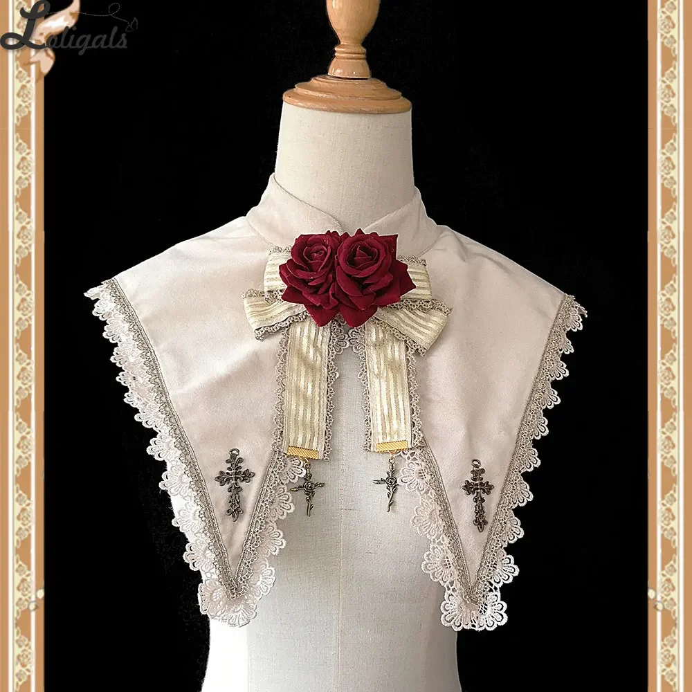 

Cross Embroidered Detachable Pointed Collar w. Brooch ~ Holly School by Infanta