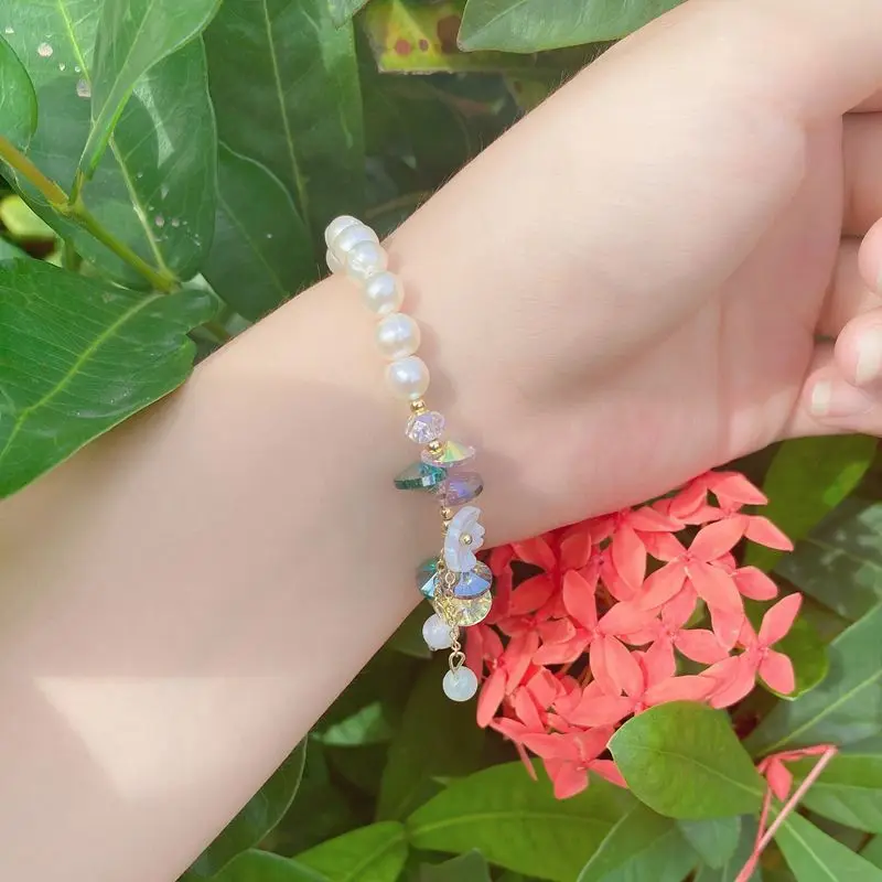 100% Natural Freshwater Pearl Elegant Colorful Crystal 14K Gold Filled Ladies Bracelet Promotion Jewelry For Women Cheap Gifts