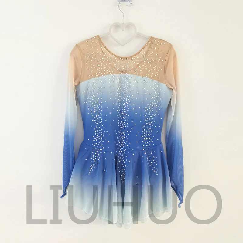 

LIUHUO Figure Skating Dress Girls' Long Sleeves Competition Perform Womens Elegant Handmade Crystal