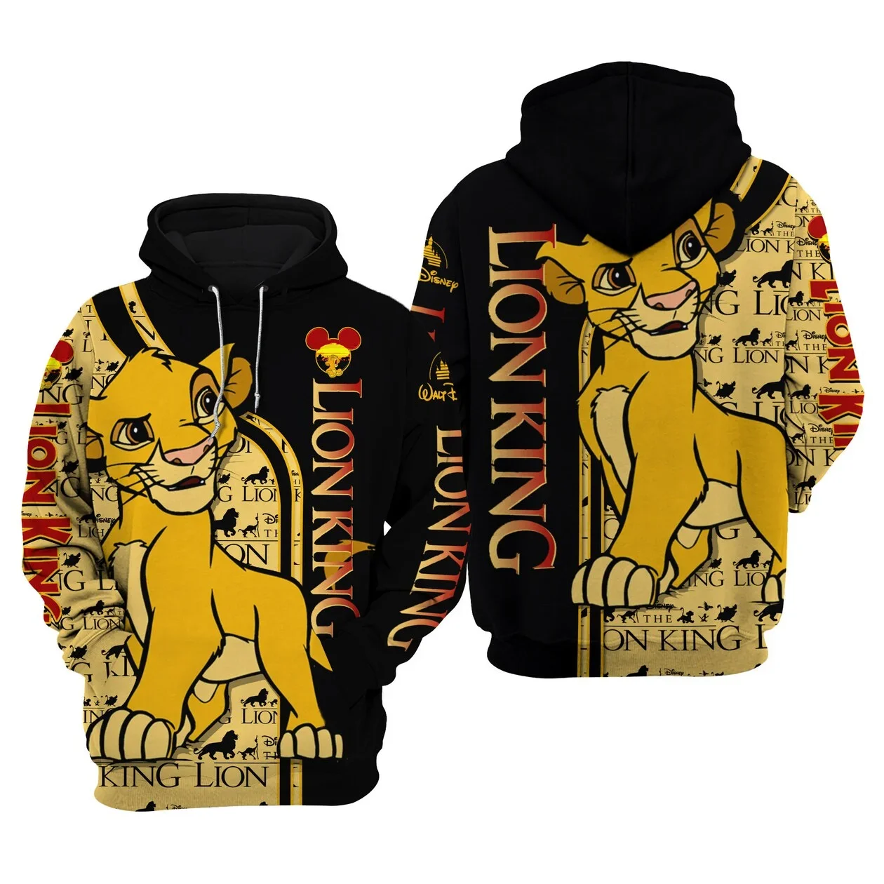 Simba Lion King 3D Hoodie Cartoon The Lion King Disney Over Print 3d Zip Hoodie