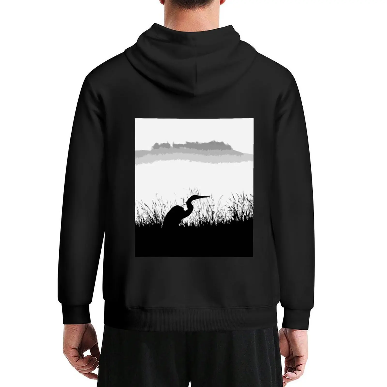 

Great Egret silouette. Hoodie men's coat japanese style korean clothes men's sweat-shirt set oversized hoodie