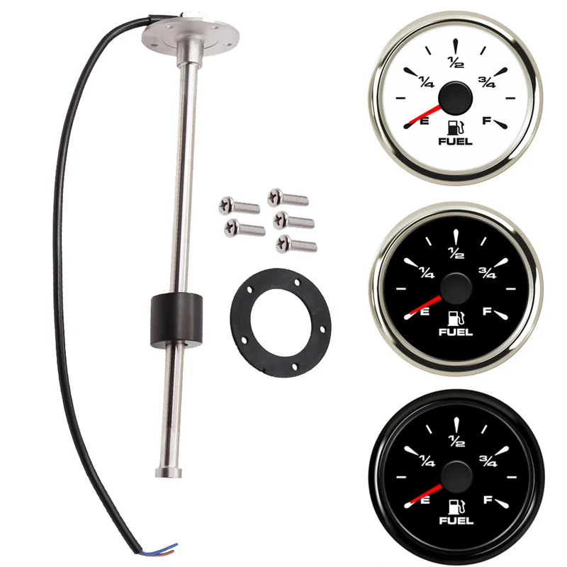 10-180ohm Auto Fuel Gauges 52mm 240-33ohm with 100 150 200 250 300 350 450mm Oil Level Sensors Sending Unit Blue Green Backlight