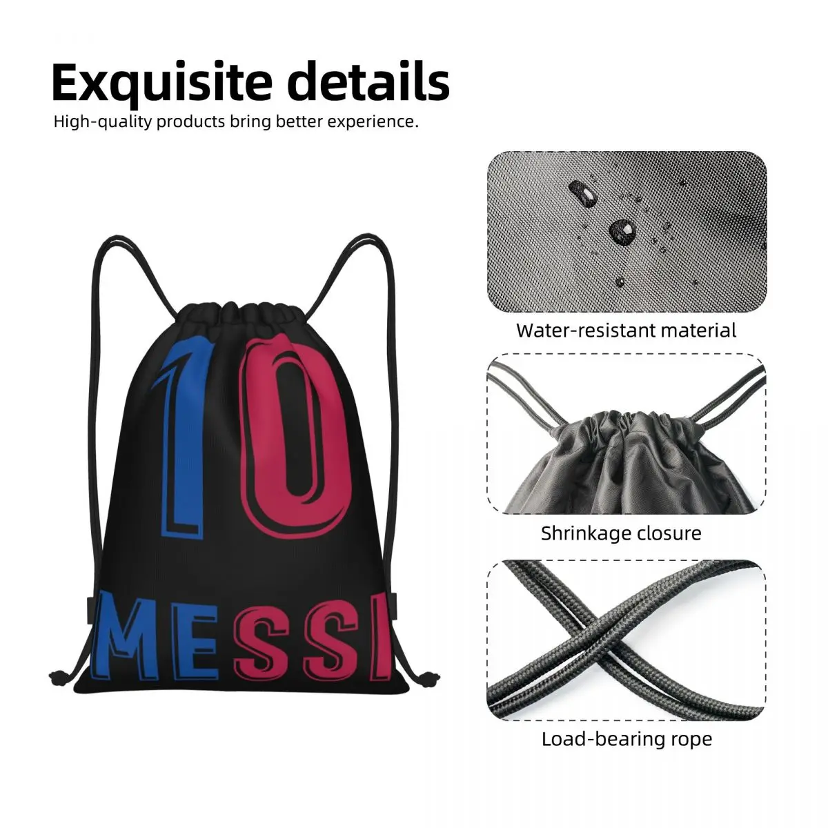 Messis 10 Soccer Artistic Drawstring Bags Men Women Foldable Gym Sports Sackpack Football Training Backpacks