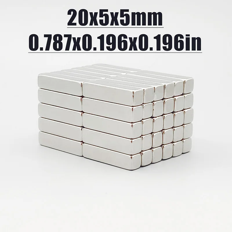 2-300pcs 20x5x5mm Magnet Neodymium Magnet N35 NdfeB Permanent Magnetic Imanes Magnets square Shape 20*5*5 Magnet Accessory