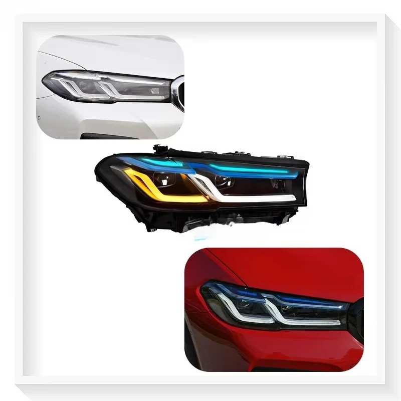 

Для BMW 5 серии G30 2018-2024: Обновленные фары G38 F90 M5 Laser New Style Full LED с двойными синими «глазками», Plug & Play