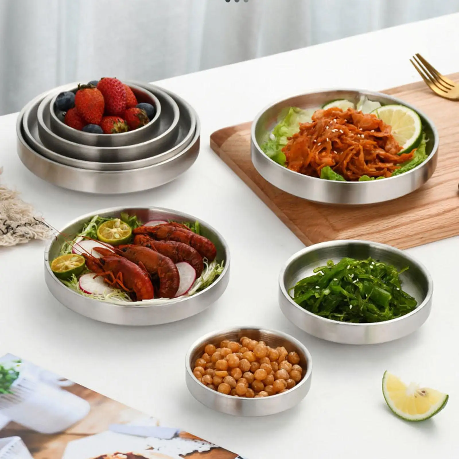 Kitchen Tableware Stainless Steel Sauce Dish Salad Bowls Soy Dipping Cups for Korean Snacks Sushi Plating view 6
