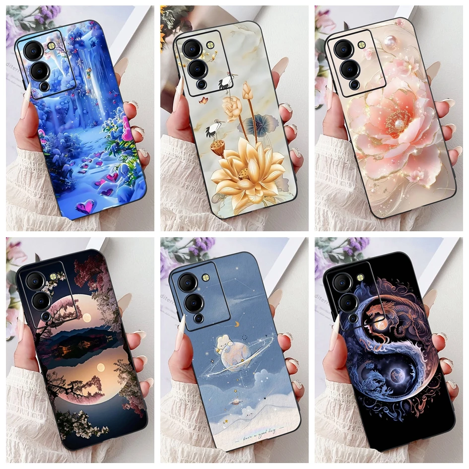 Для Infinix Note 12 G96 Чехол Note 12 Turbo X670 Задняя крышка Fashion Flower Soft Funda Для Infinix Note 12 Pro 5G X671B Бампер