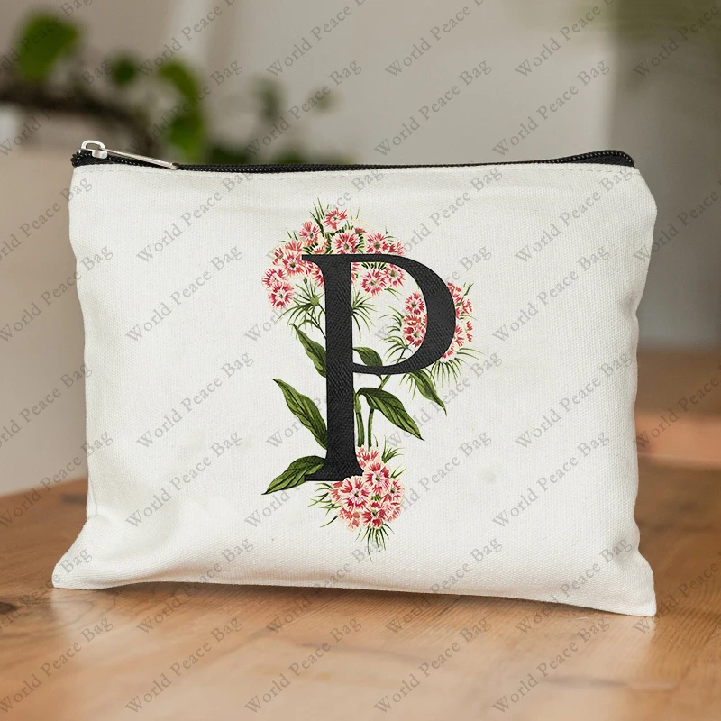 1Pc Initial Letter Bag Letter Makeup Bag for Women Initial Cosmetic Bag A-Z Personalized Makeup Bag Travel Makeup Bag,Initial Co