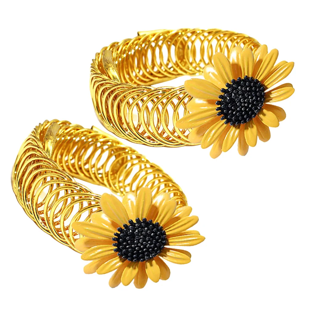 

2Pcs Sunflower Design Metal Curtain Buckles Holders Chic Attractive Decor for Living Room Bedroom Kitchen Curtain Holders