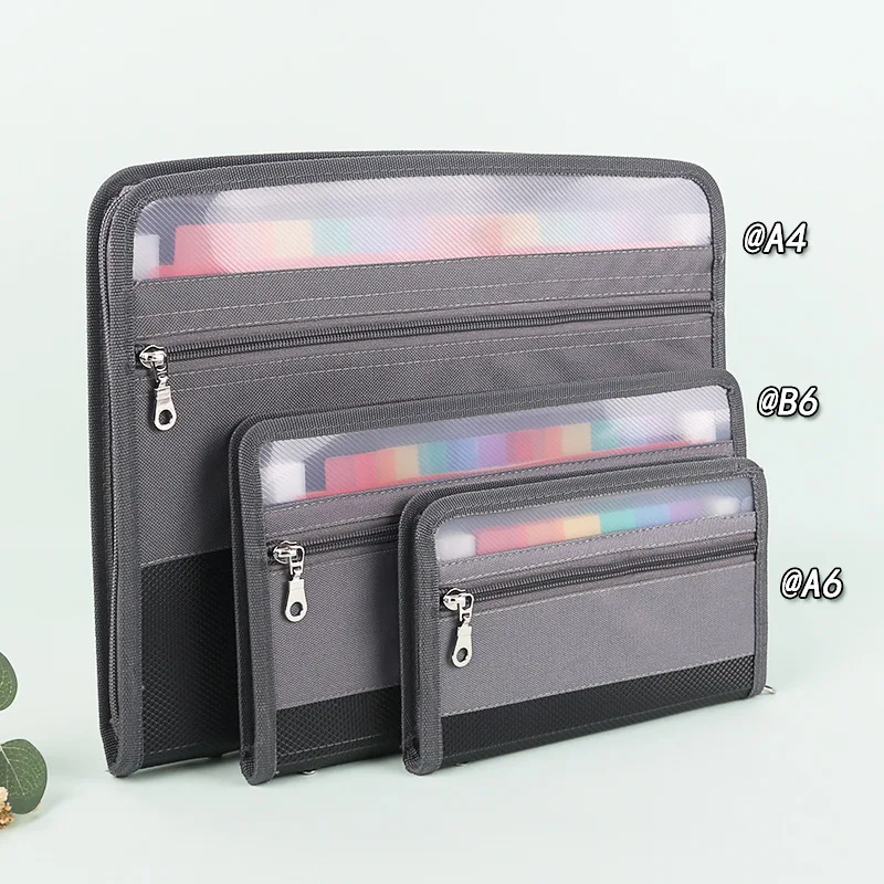 

A4 B5 A6 Accordion File Organizer with Safe Zipper, 13 Pocket Expanding File Folder with Front Pencil Pouch, School Office Suppl