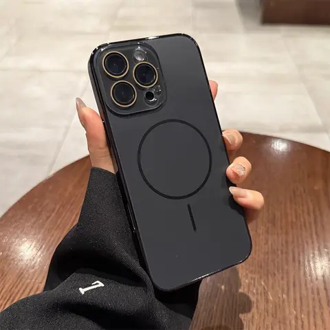 Funda Protectora Electrochapada con Magnético para iPhone 17 16 15 14 13 12 Pro Max, Protección de Lente de Cámara, Cubierta Trasera