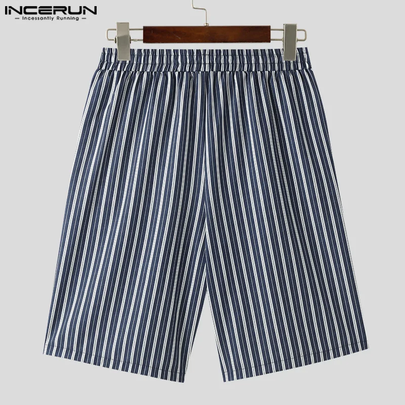 INCERUN 2024 Korean Style Shorts New Men Retro Striped All-match Shorts Fashion Well Fitting Male Loose Comfortable Shorts S-5XL