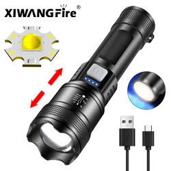 High Power P70 Flashlight Built in 26650 Battery USB Rechargeable Telescopic Zoom Torch Lamp with Tail Light For Hiking Camping