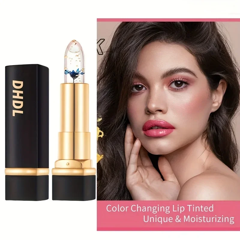 Bálsamo labial que cambia de Color con la temperatura, gelatina de cristal, brillo de flores, lápiz labial duradero, hidratante, maquillaje de labios transparente, cosmético