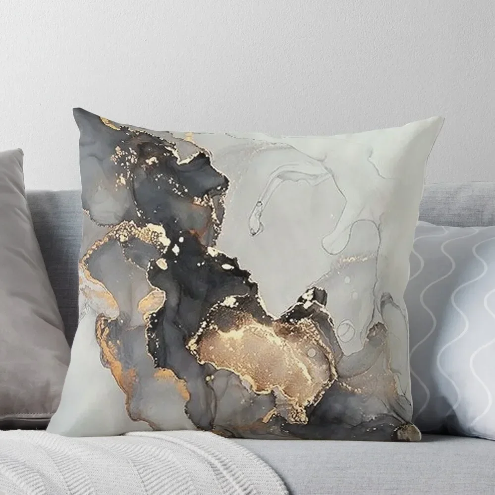 Marble gray black gold Throw Pillow Room decorating items luxury home accessories Pillow