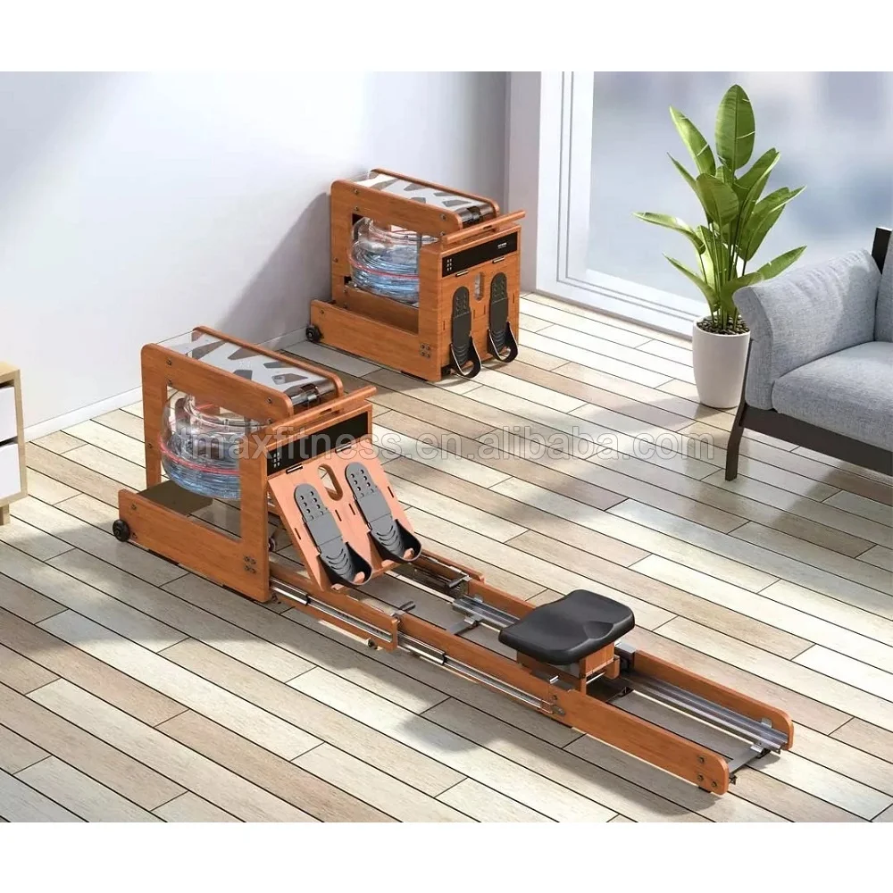 TX615 Joysong Folding Wooden Smart Rower Machine Gym Home Water Resistance Rowing Machine Exercises Studio