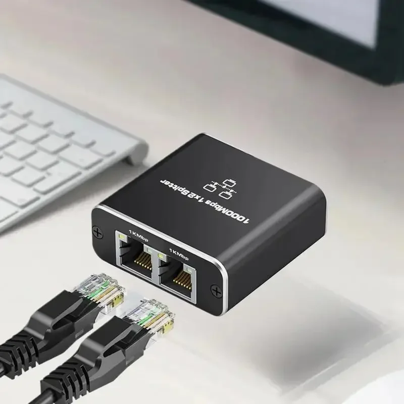 Divisor de Cable de red con acceso a Internet simultáneo de uno a dos, divisor RJ45 con interruptor de uno a dos, puerto Ethernet Gigabit