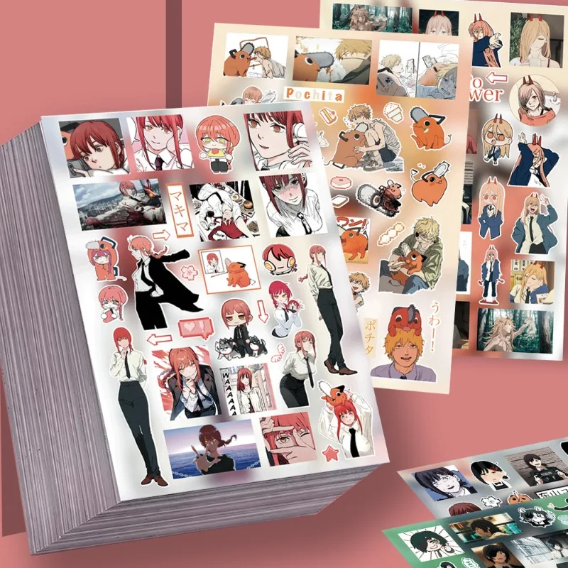 Chainsaw Man 8pcs Sticker High Color Value Animation Cartoon Secondary Element Printing Student Hand Book Diy Waterproof Sticker