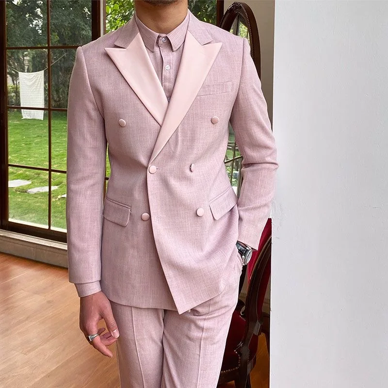 108 Banquet host wedding double-breasted suit Italian style high-end suit trend