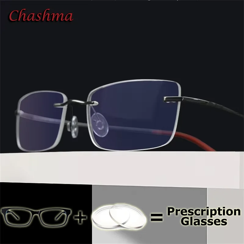 

Men Optical Prescription Glasses Pure Titanium Myopia Lenses Rimless Flexible Multifocal Progressive Glass Round Spectacle Women